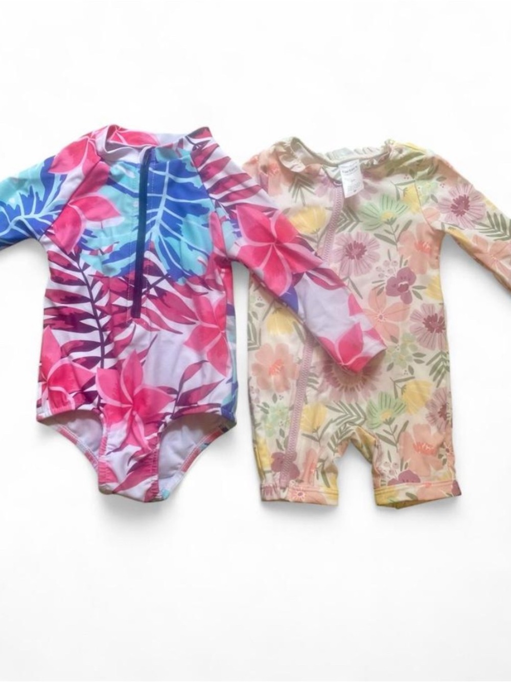 Kids Floral Long-Sleeve One-Piece Swimsuit - Pink & Multicolor